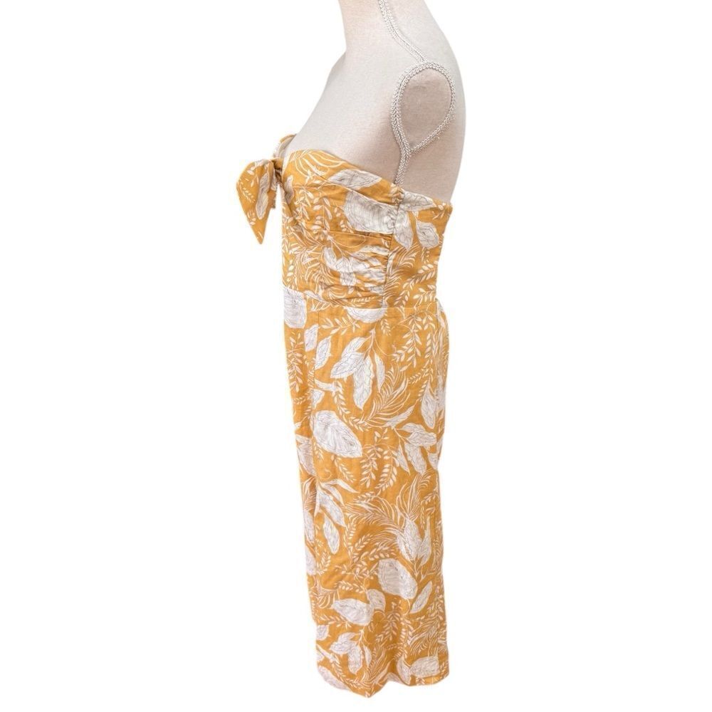 Sezane Beatriz Linen midi Dress in Yellow Floral 42 - Picture 4 of 7